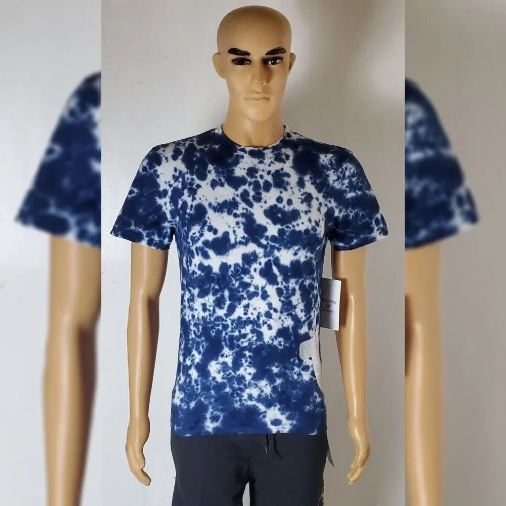 TRUE RELIGION LOUNGEWEAR TIE DYE TSHIRT MEN'S SHORT SLEEVE BLUE SIZE M